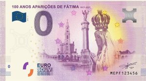 Cédula de zero euro em homenagem aos 100 anos das aparições de Fátima, em Portugal... - Veja mais em https://caraoucoroa.blogosfera.uol.com.br/2018/01/30/saiba-como-foi-criada-e-para-que-serve-a-cedula-de-zero-euro/?cmpid=copiaecola